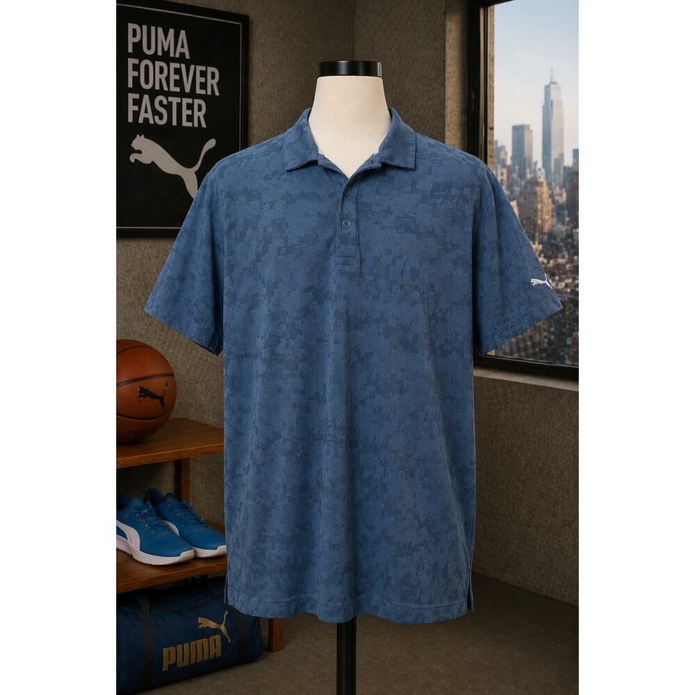 Puma Men’s Alterknit Dog Golf Blue Polo Shirt XL